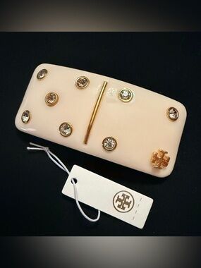 Tory Burch Ivory Hair Clip with Gold Details